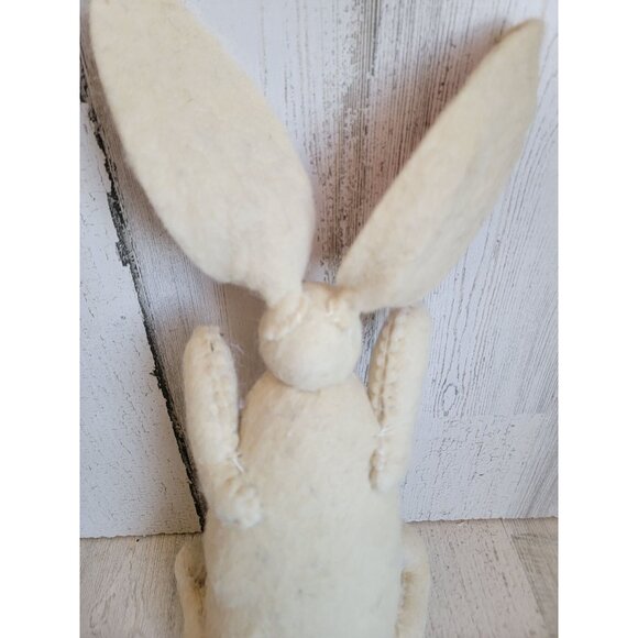 Felt white Easter Bunny spring plush home decor figure vintage unique - Picture 8 of 9